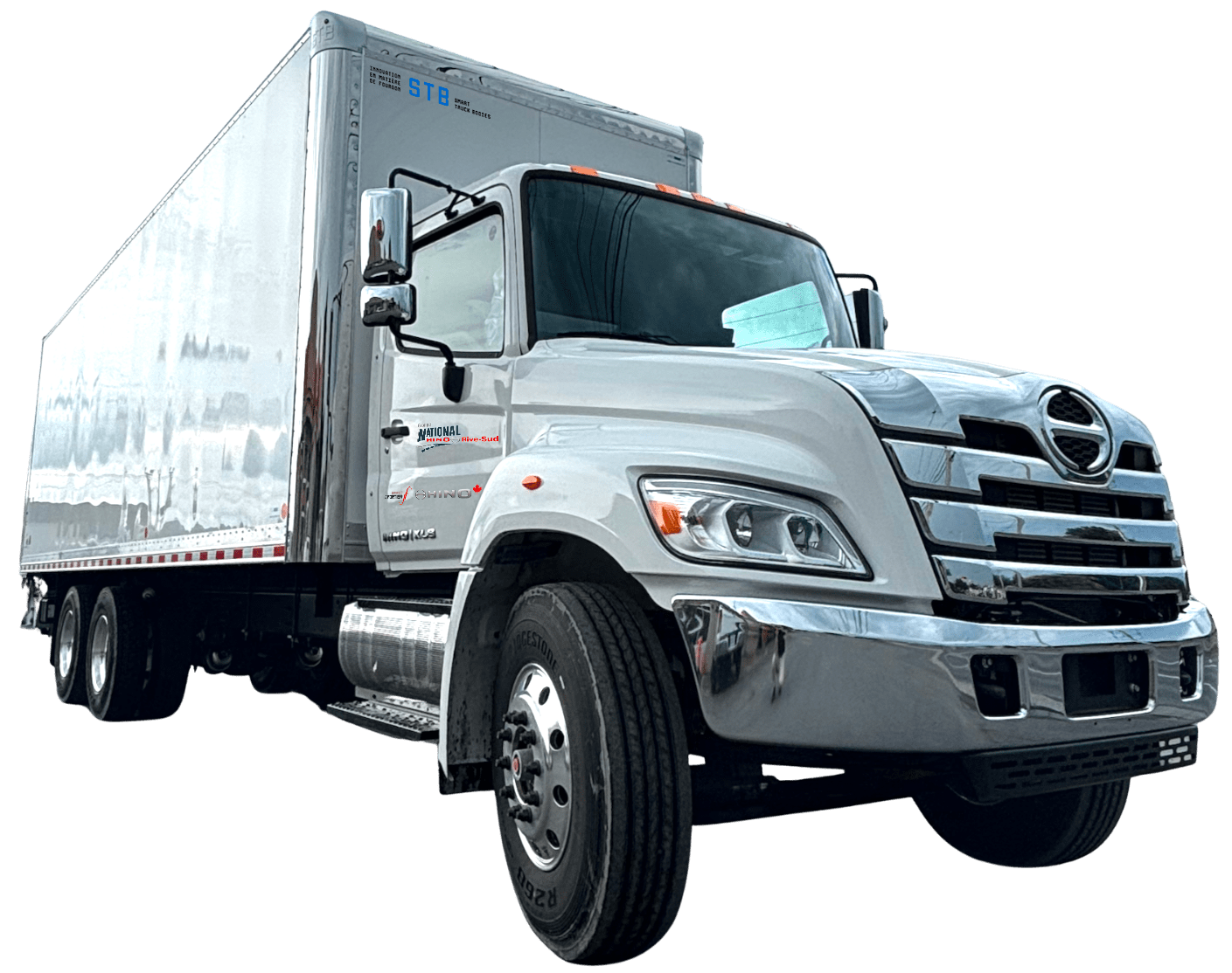 Hino XL8 avec une boîte 26 pieds et monte-charge Maxon GPT4 par STB